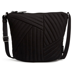 Vera Bradley Women's Cotton Bucket Crossbody Purse, Black - Recycled Cotton, One Size