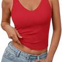 Trendy Queen Womens Tank Tops Double Lined Crop Sleeveless Going Out Camisole Summer Fashion Basic Soft Spring Clothes 2025, S