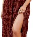 Simplee Women's Velvet Maxi Dress V Neck Short Sleeve Empire Waist Semi Formal Long Cocktail Dresses (Medium)