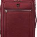 Travelpro Platinum Elite Softside Expandable Checked Luggage, 8 Wheel Spinner Suitcase, TSA Lock, Men and Women, Bordeaux Red, Checked Medium 25-Inch
