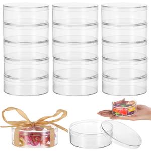 Homaisson 50 Pcs Clear Acrylic Round Boxes, 3.1-Inch Small Acrylic Circle Box with Lid, Clear Round Candy Box, Party Favor Treat Storage Container, Cube Organizer for Candies Cookies Jewelry