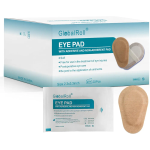 GlobalRoll 20 Pcs Adhesive Eye Patches, Eye Patches for Adults Eye Pad Disposable Eyepatch Latex Free Adhesive Bandages for Baby Kids Girls (Nude,3.3 x 2.3 Inch)