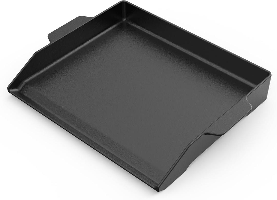 Onlyfire Universal Cast Iron Griddle for Gas Grills and Range Oven, Non-stick BBQ Flat Top Griddle with Handles for Outdoor Cooking, Tailgating, 18.6" 14"