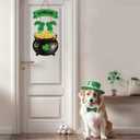 St Patricks Day Decorations St Patricks Day Wreath Door Decorations Wooden Wreaths for Front Door Hanger Gold Coin Jar Leprechaun Feet Welcome Sign Hanging Decor for Porch Wall Indoor Home Decor