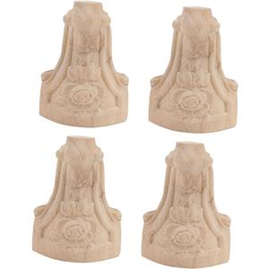 jojofuny 4pcs Wooden Carving Table Legs with Rose Design Rubber Wood Furniture Feet for Sofa Cabinet and Dresser Easy to Install Anti-Skid High Weight Capacity