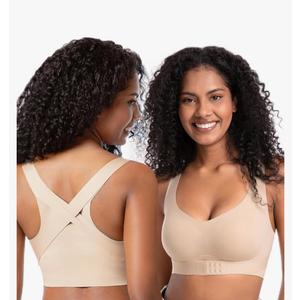 Starmiss Back Support Wireless Posture Bra for Women Full Coverage Brasieres, Beige, 160/85 (M)