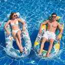 2 Pack Pool Floats Adult Heavy Duty-Adult Pool Float Lounger with Cup Holders, Backrest & Footrest Pool Lounge Float Pool Floaties Rafts for Beach Lake Party(Pink, Blue)