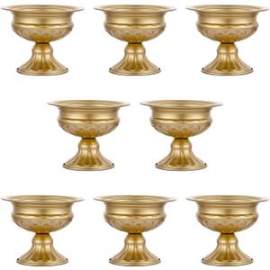 8Pcs Gold Vases for Centerpieces, 4.72in Centerpieces for Table Mini Sized Flower Arrangement Metal Urn Planter for Birthday Wedding Home Decoration Christmas (Gold)