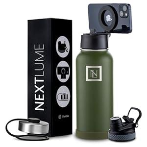 32 Oz Water Bottle With Magnetic Phone Holder Lid, Hydration Flask, Wide Mouth Stainless Steel Water Bottle With 3 Lids Straw & Spout Lid, Double Walled Insulated Thermos (Green)
