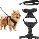 Black Chest and Back Cover No-Pull Dog Harness and Leash Set  Adjustable Reflective Soft Padded Pet Vest for Walking & Training (Small)