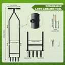 Manual Lawn Aerator Tool, Heavy Duty Detachable Iron Grass Aerator with Root Weeder, Reducing Soil Compaction, Yard Aeration Tool for Garden & Lawn Care
