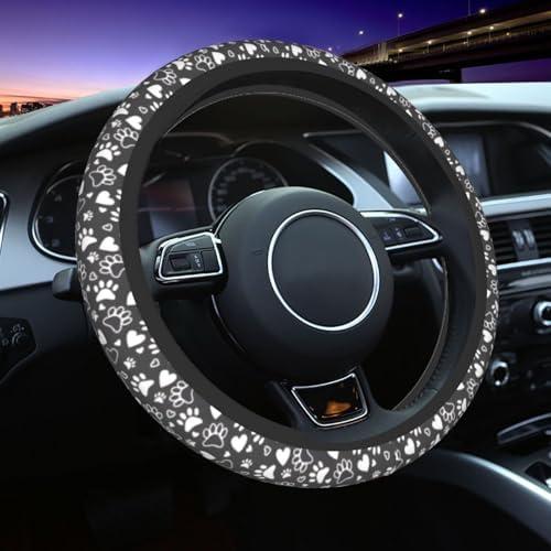 Funny Dog Paw Steering Wheel Cover, Cute Anti-Slip Breathable Car Accessories Interior Elastic Steering Wheel Cover for Men Women Gifts Fit Auto, SUV Vans Truck Universal 14.5-15 Inch