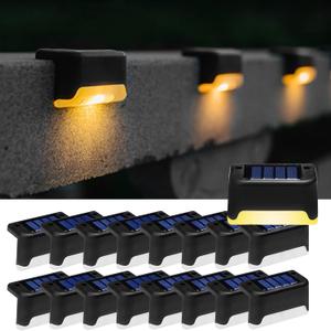 Solar Pool Side Lights Color Changing Solar Deck Lights Outdoor LED Step Light Waterproof Pool Accessories Decor for Stairs Fence Yard Driveway Pathway Yard Backyard Garden (Black-Warm white, 16)