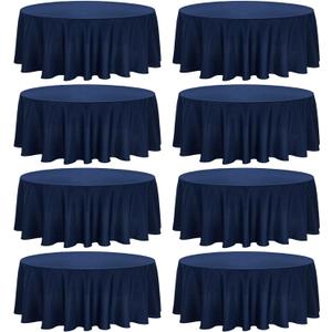 Fivenl 8 Pack Premium Round Tablecloth 108 Inch Round Table Covers Washable Polyester Fabric Round Table Clothes for Wedding Party Reception Banquet Buffet Restaurant (Navy Blue, 108 Inch)