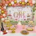 Mocsicka Fairy 1st Birthday Backdrop 7x5ft Princess Girl Happy First Mushroom Fairy Birthday Background Little Flowers Fairy Tale Wonderland Birthday Party Decoration Banner (Pink)