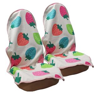 Car Seat Cover Protector Front Seats,for Gym Workout,Running,Swimming,Beach and Hiking,Waterproof Sweat Towel Bucket Seat Covers for Cars SUV Trucks (Strawberry, 2 Pcs)