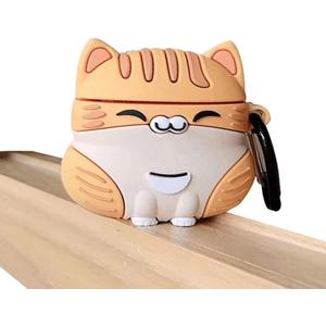 Case Compatible with AirPods Pro, Super Cute Sitting Lucky Cat Kitty Cover Case, Soft TPU Silicone Gel Earphone Case -Yellow