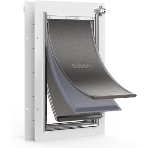 Baboni 3-Flaps Pet Door for Interior and Exterior Doors, Steel Frame and Telescoping Tunnel, Strong and Durable Dog Door (Pets Up to 40 Lb) -Medium