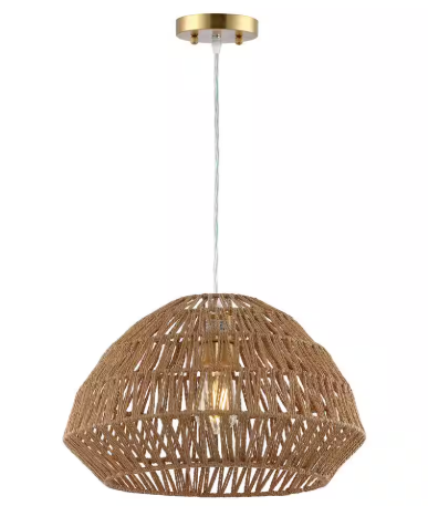 2pcs Niamh 1-Light natural Pendant Light with Rattan Shade, Brown