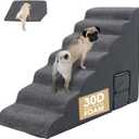 Dog Stairs for High Beds 30-33 inches Tall, 7-Step Pet Stairs/Steps for Small Large Dogs, 30D Foam Pet Steps/Ramp/Ladder for High Bedsides, with 4pcs Dog Ramp for Stairs, Dark Grey