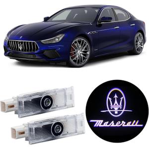 2Pcs Car LED Door Lights Logo Projector, Jfsotls Never Fade Emblem Light, LED Laser Ghost Shadow Light for Quattroporte Ghibli Levante Grecale