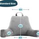 Linenspa Reading Pillow with Shredded Memory Foam- Back Pillow for Sitting in Bed, Reading, Gaming, Watching TV Chair with Arms, Dorm Room Essentials, Stone, Stone, Standard without Neck Support