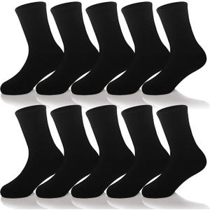 Kids Classics Crew Socks 10 Pairs Child Boy Girls Athletic Cotton Basic School Uniform Breathable Casual Sports Socks
