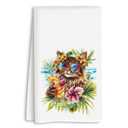 7 x ASDFKVFR Summer Cat Kitchen Towels, Maine Coon Kitchen Towels, Maine Coon Cat Gifts, Gifts for Cats Lovers, Funny Summer Vacation Beach Cats Hand Towel for Home Holiday Bar Bathroom Decor 14x24 Inch