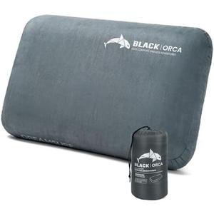 BLACK ORCA Memory Foam Camping Pillow, Lightweight & Portable Travel Pillow, Backpacking Pillow with Removable Cover, Ergonomic Pillows, Neck Lumbar Support for Outdoor Camp, Hiking, Backpacking Sleep