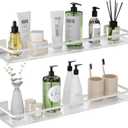 Acrylic Bathroom Floating Shelves - Set of 2, Wall Mounted Shelves for Suitable for Lavatory, Kitchen, Laundry Room, Farmhouse, for Item Storage/Room Decoration (White) (Rectangular)