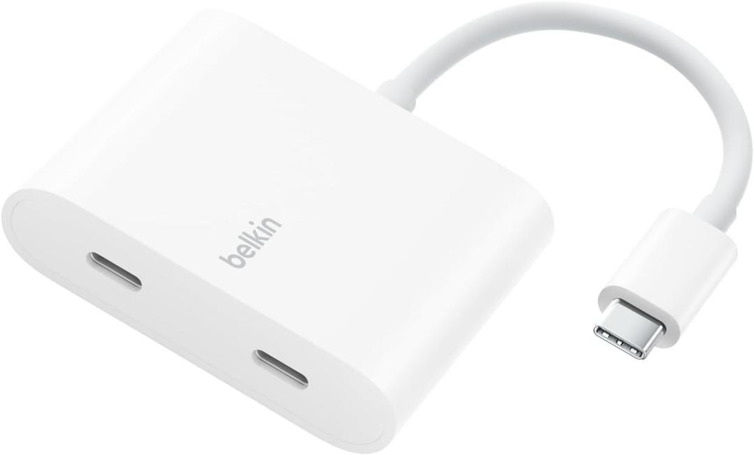 Belkin Connect USB-C Power & Data Splitter, Dual Port Hub with 1 x USB-C 3.2 Gen2 Port & 1 x 100W PD Port for Simultaneous Charging & Data Transfer for iPhone, iPad, Nintendo Switch 2 & More - White