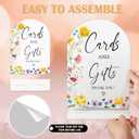 Floral Cards and Gifts Sign, 8 x 11 Inch White Arch Acrylic Wedding Sign with Holder, Wedding Sign for Ceremony and Reception, Wedding Decoration, Wedding Supplies - H01