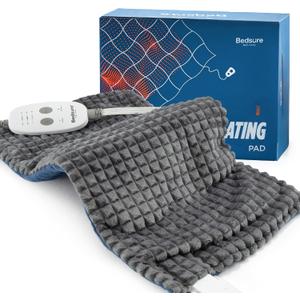 Bedsure Back Heating Pad for Neck and Shoulders, Weighted Heated Pad with Vibration, FSA Eligible Items, Birthday Gifts for Women Men Mom Men, Auto Shut Off, 5lbs 12" x 24", Dark Grey