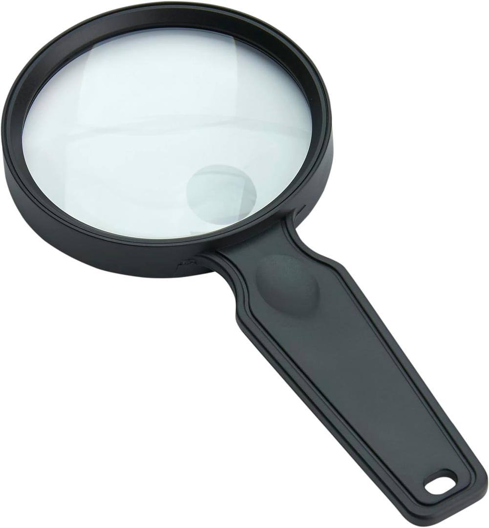 Carson MagniView 2X Power Compact and Lightweight Hand-Held Magnifier with 4.5X Spot Lens for Reading, Hobby, Crafts, Inspection and Low Vision Tasks (DS-36)