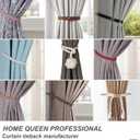 Home Queen Leather Curtain Tie Backs, Library Style Drape Holdbacks Tiebacks for Home Office Bedroom Kitchen Shower Room, 4 Pack, Ink Black