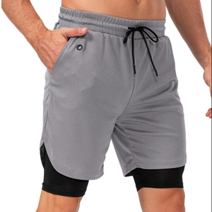 HSQSMWJ 2 In 1Double deck Men's Sports Shorts Gym Workout Training With Pockets XL