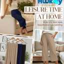 Huukeay 3 Pack Women's Capri Sweatpants Cozy Wide Legs Cropped Capri with Pockets Lounge Jogger Pants Workout Yoga Solid (XL)- Black, Navy Blue, Apricot
