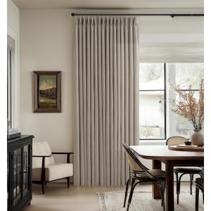 Taupe Pleated Linen Curtains 102 Inches Long for Living Room 2 Panels Set Greyish Beige Flax Pinch Pleat Drapes Back Tab Farmhouse Ceiling Floor 102 Inch Window Curtains Bedroom Burlywood Birch