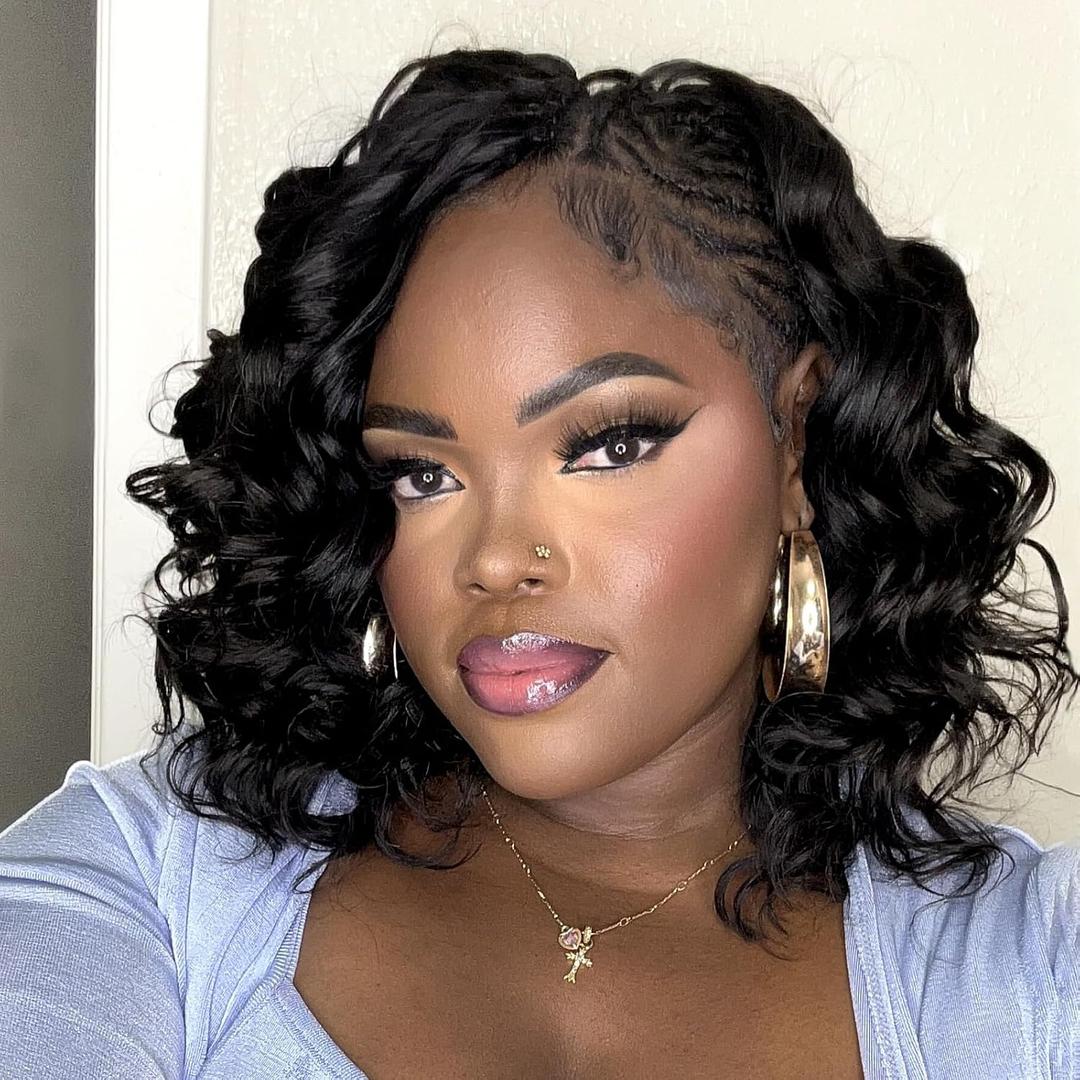 ToyoTress Ocean Wave Crochet Human Hair - 12 Inch 250G Miracle Knots Feather Crochet Hair For Black Women Natural Color Invisible Knotless Water Deep Braiding Hair (12 Inch, 1B-250G)