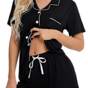 SWOMOG Womens Button Down Pajamas Set Short Sleeve Sleepwear Bride Soft Pj Lounge Sets Size Medium