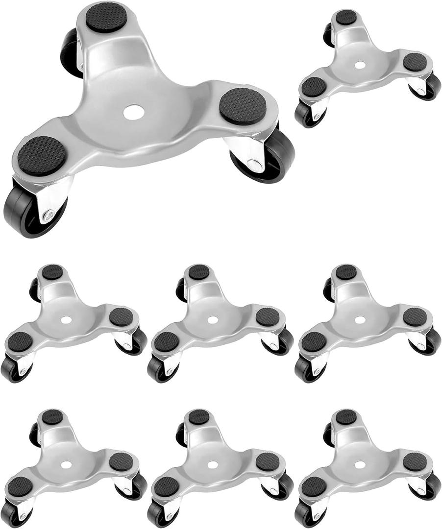 QWORK 8 pcs 6" Steel Tri-Dolly, 200 lbs Load Capacity, Great for Moving Furniture & Appliances, Durable and Easy to Use