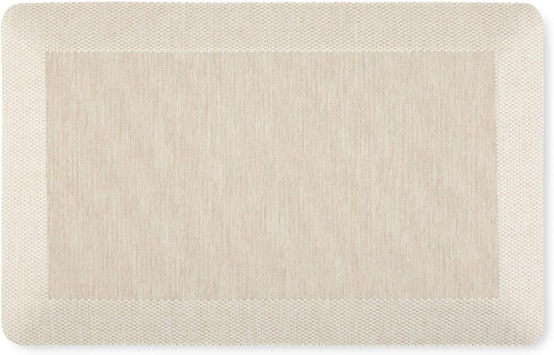 Martha Stewart Mira Modern Heathered Anti-Fatigue Air-Infused Kitchen Mat, Beige, 19.6"x32"