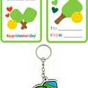 Pickleball Valentines Cards for Classroom Exchange Prizes 24 pcs Sports Valentines Keychains Gifts for School Pickleball