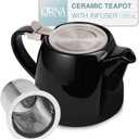 ORNA Ceramic Teapot with Tea Infuser  Small Tea Pot for Loose Leaf Tea  550ml / 18.6 Oz Porcelain Non-Stove Teapot for 2 Cups with Tea Strainer (Black)