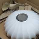 15.7" Modern Lantern Pendant Light with Imitation Silk Lampshade White Small Chandelier Midcentury Bubble Ceiling Light Fixtures for Dining Room Kitchen Island Stairway Hallway White