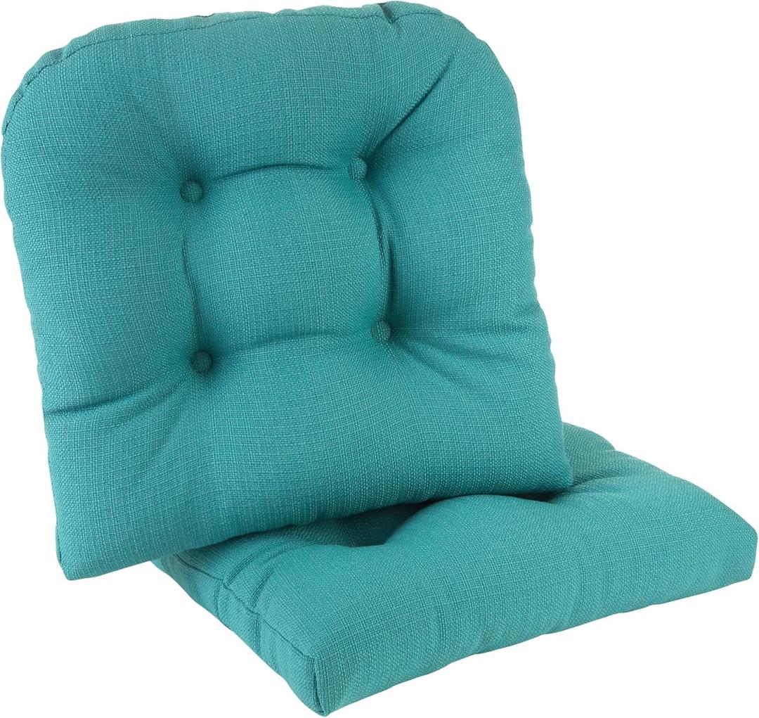 Klear Vu Gripper Overstuffed Universal Non-Slip Dining Chair Cushions for Kitchen Decor or Office Use, U-Shaped Skid-Proof Seat Pad, 15x15 Inches, 2 Count (Pack of 1), Solid Teal Blue