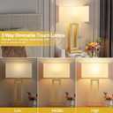 Seealle 22" Tall Bedroom Lamps for Living Room - Touch Gold Bedside Lamps with USB C+A, 3 Way Dimmable for Nightstand, Modern Night Stands for End Tables (White & Gold)