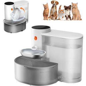Smart Pet Water Fountain - Stainless Steel Bowl, 2025 Upgraded Automatic Water Dispenser for Cats & Small Dogs, Self-Refill Tipping Wastewater Separation, 3.5L/118.4oz