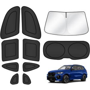 T TGBROS Windshield Sun Shade for BMW X5 2019 2020 2021 2022 2023 2024 2025 Car Window Shades Thicken UV Block and Blackout Privacy Foldable Sunshades 10PCS Accessories Keep Cool Sun Visor Covers