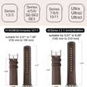SUNFWR Leather Bands Compatible with Apple Watch Band 42mm(Series 3 2 1) 44mm 45mm 46mm 49mm for Men Women, Top Grain Genuine Leather Replacement Strap for iWatch Ultra 3 2 1, SE3 2 1, Series 11 10 9 8 7 6 5 4 3 2 1 (Coffee/Silver)